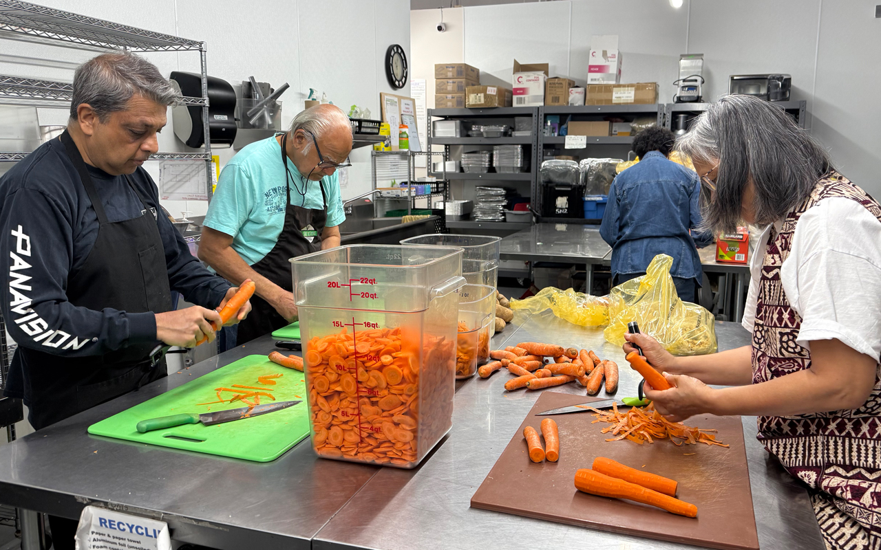 A meal being prepared in the 5N2 community kitchen